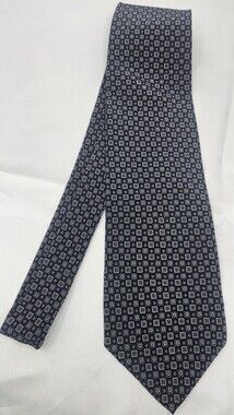 Structure Men's Classic Tie Neck Tie Blue Geometric Silk USA Made NWT